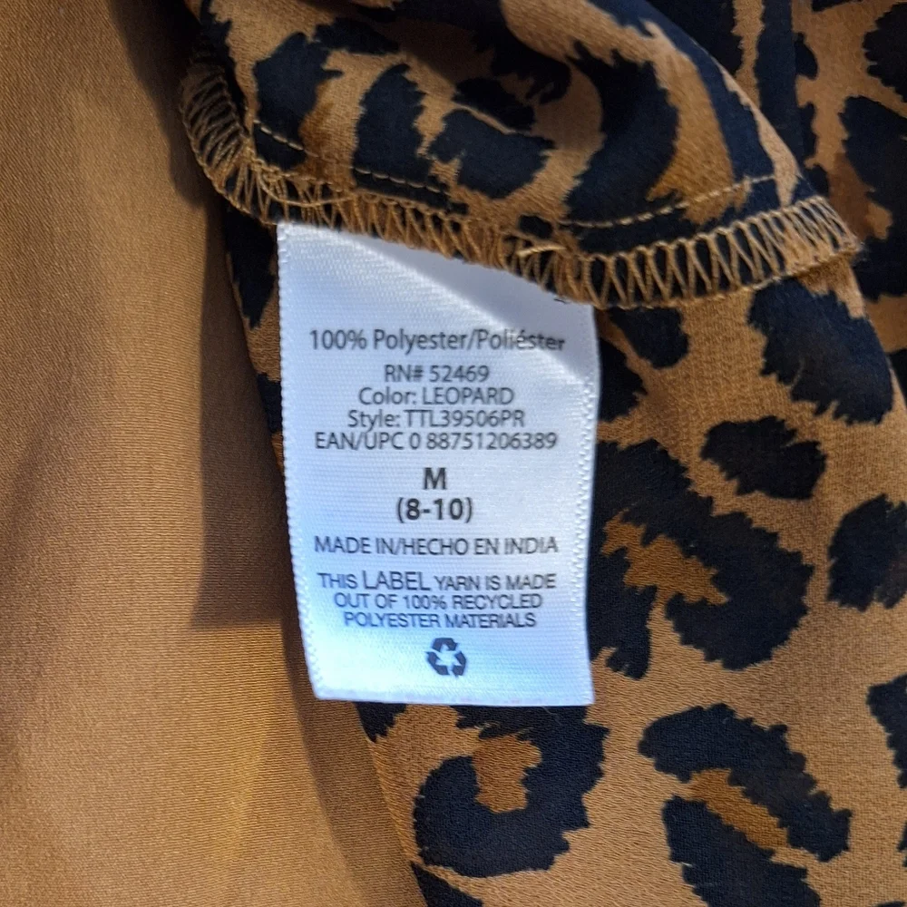 Time and Tru Leopard Print  Long Sleeve Dress Sz Medium 8-10 - Picture 7 of 9